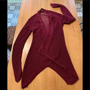 Prana long cardigan wine burgundy maroon